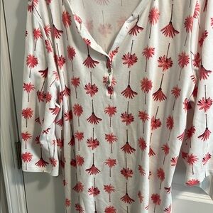Karen Scott Cream and White Button Down Polo Top